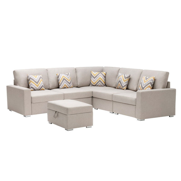 Nolan - Fabric 6 Piece Sectional Sofa With Pillows And Interchangeable Legs