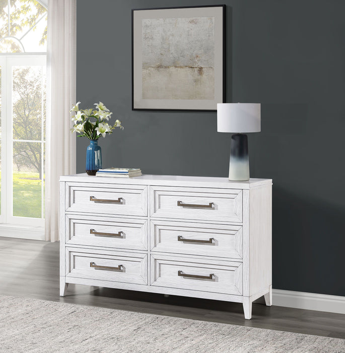 Marielle - 6-Drawer Bedroom Dresser - Distressed White