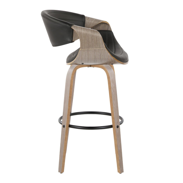 Symphony - Mid-Century Modern Fixed Height Barstool With Swivel With Round Footrest (Set of 2)