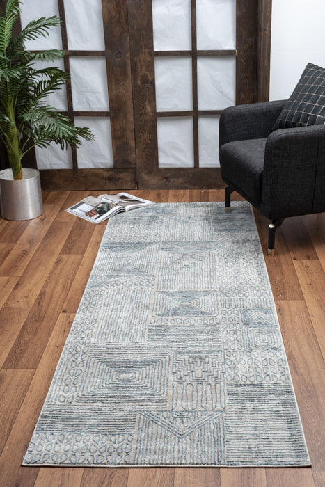 Elegance - 2'7" X 7'3" Area Rug - Blue / Polyester