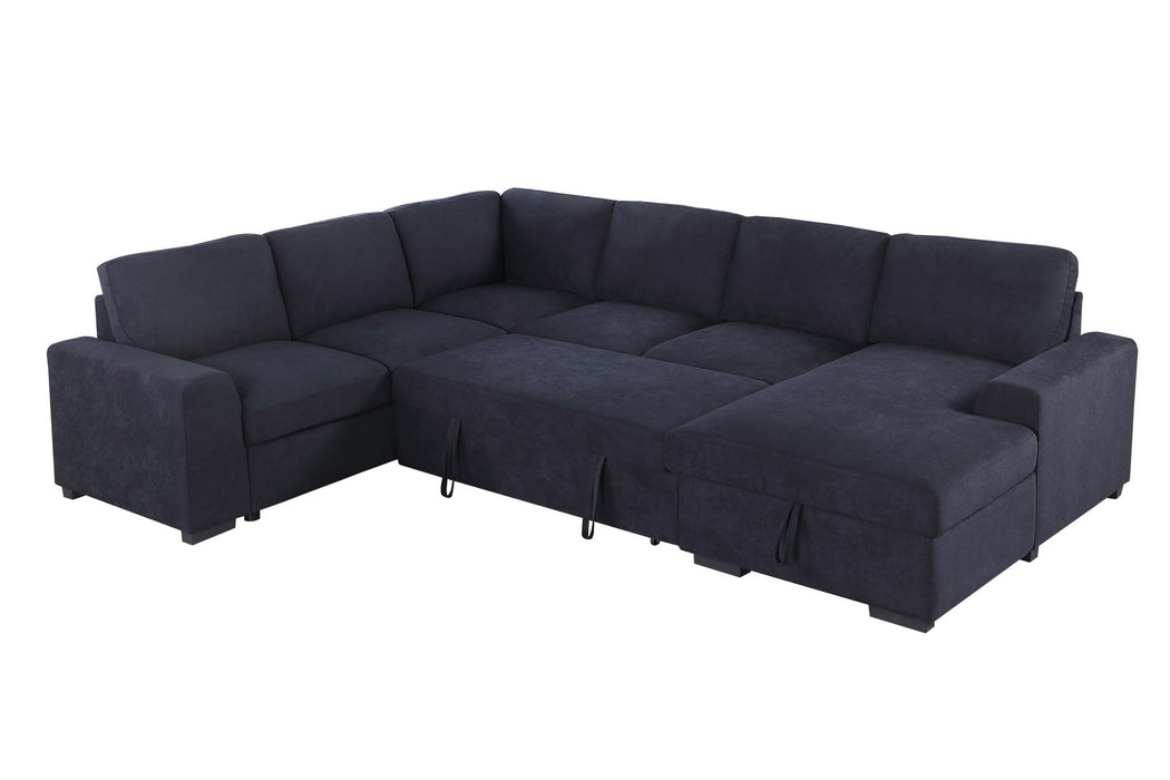 Selene II - Woven Fabric Sleeper Sectional Sofa With Right Facing Storage Chaise - Dark Gray