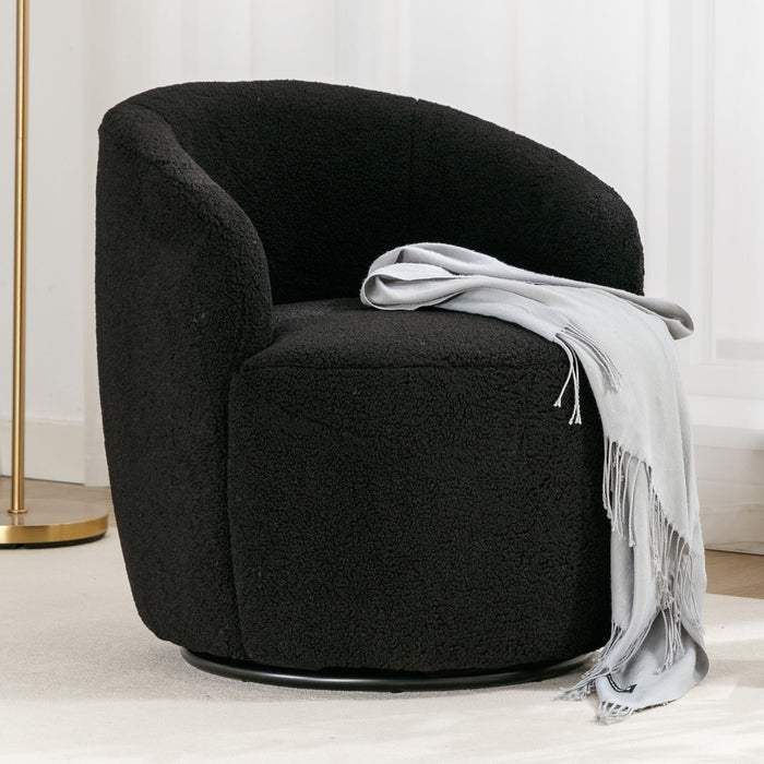 Teddy Fabric Swivel Accent Armchair Barrel Chair With Powder Coating Metal Ring