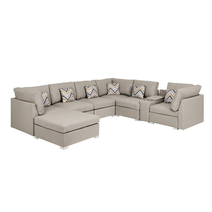 Amira - Reversible Modular Sectional Sofa With USB Console And Ottoman