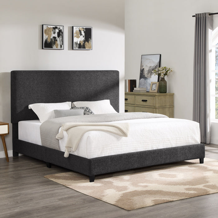 King Size Upholstered Platform Bed - Charcoal Gray