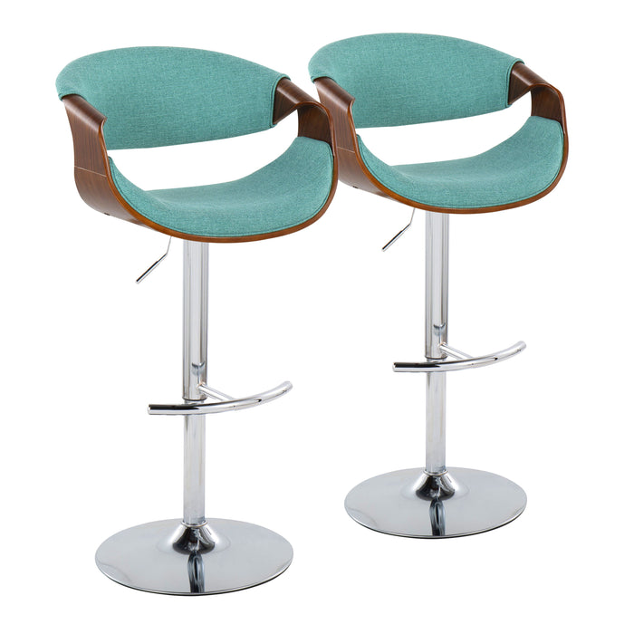 Curvo - Mid Century Modern Adjustable Barstool With Swivel With Rounded T Footrest (Set of 2)