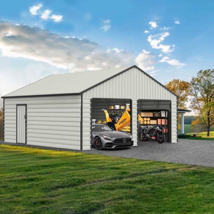 Double Garage Metal Shed With Side Entry Door