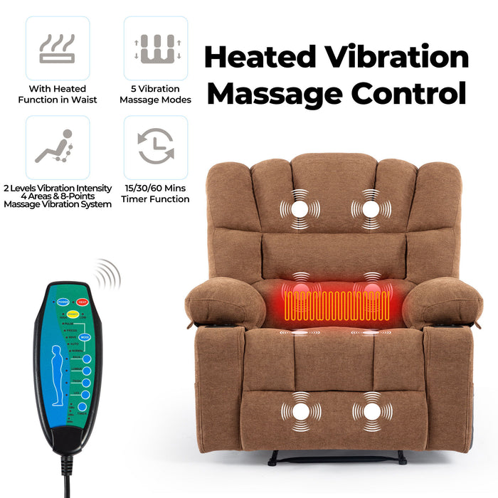 Massage Recliner Chair Sofa With Heating Vibration - Brown