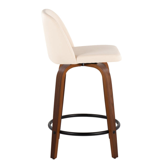 Toriano - Mid Century Modern, Fixed Height Counter Stool & Swivel And Round Footrest (Set of 2)