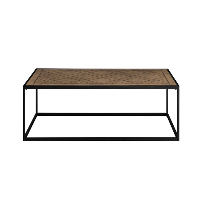 Contemporary Decorative Parquet Top Rectangle Coffee Table - Parquet Veneer