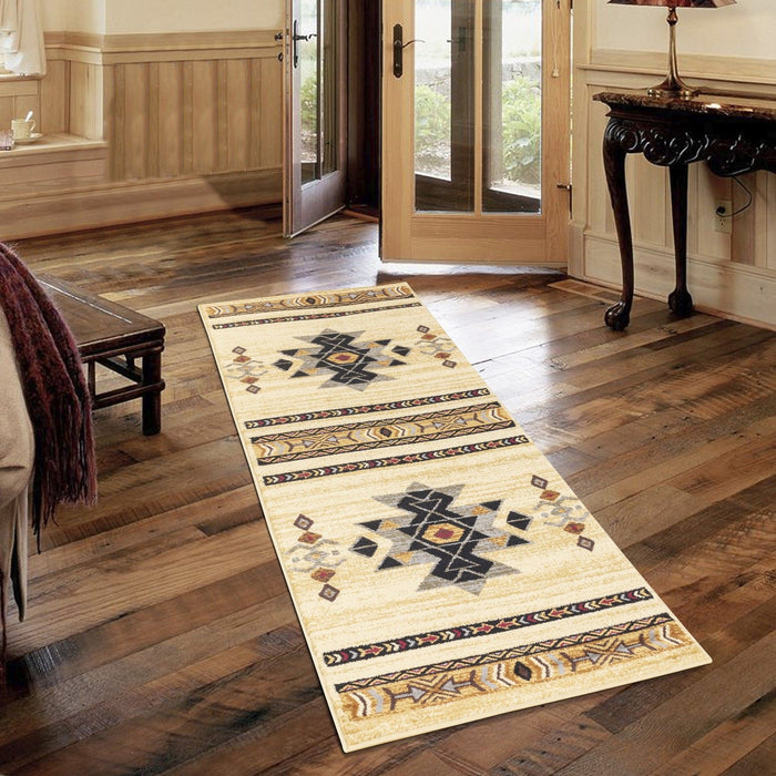 Tribes - 2' X 3' Southwest Polyester Area Rug - Cream