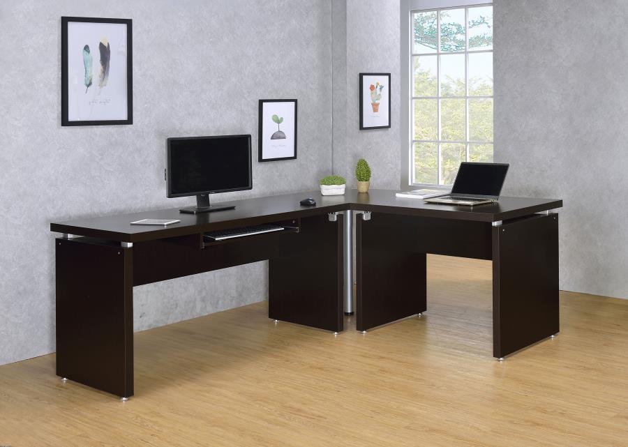 Skylar - L-Shaped Office Computer Desk - Cappuccino