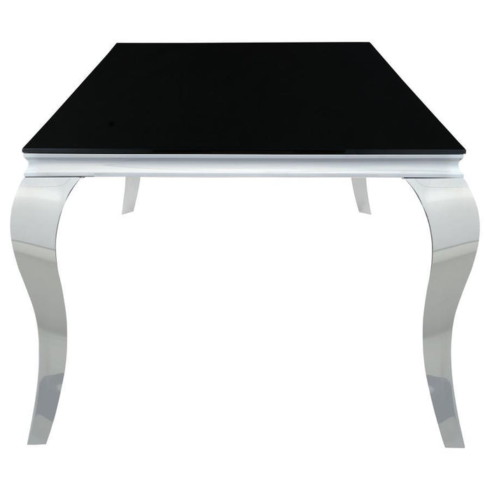 Carone - Mesa de comedor rectangular con tablero de cristal