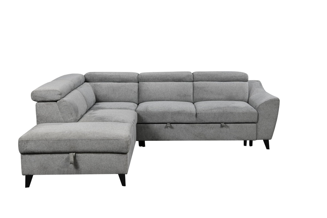 Wrenley - Chenille Sectional Sofa With Sleeper Storage - Gray