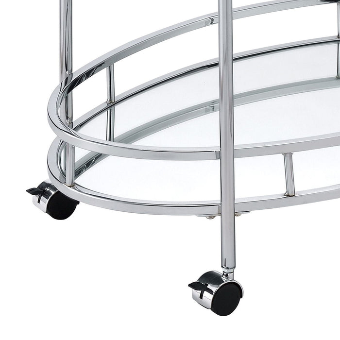 Jinx - Clear Glass Serving Cart - Silver