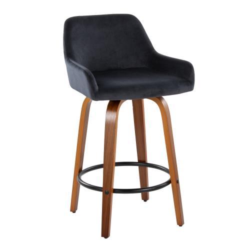 Daniella - Contemporary Fixed Height Counter Stool With Swivel With Round Footrest (Set of 2)