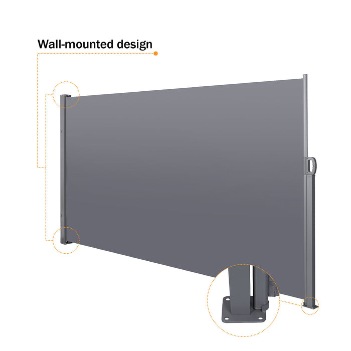 Retractable Side Screen Awning, Uv Resistant, Waterproof, Patio Privacy Screen For Garden, Balcony, Courtyard