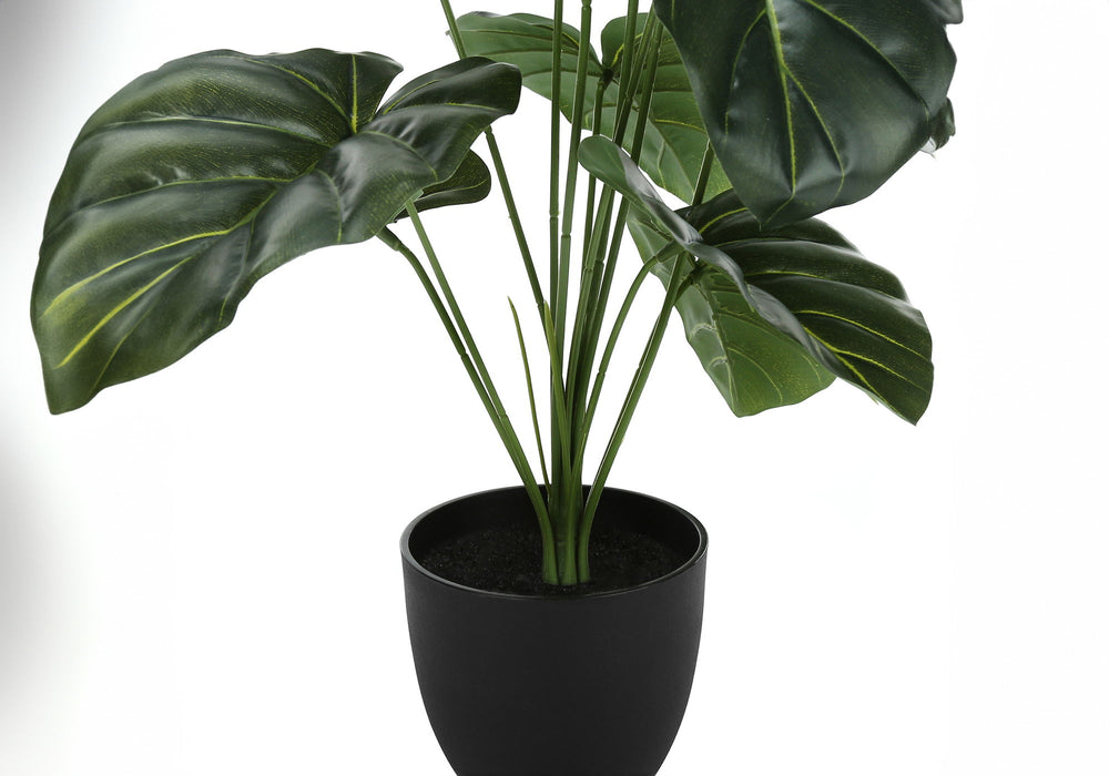 24" Tall, Artificial Plant, Alocasia, Indoor, Faux, Fake, Table, Greenery, Potted, Real Touch, Decorative - Green / Black