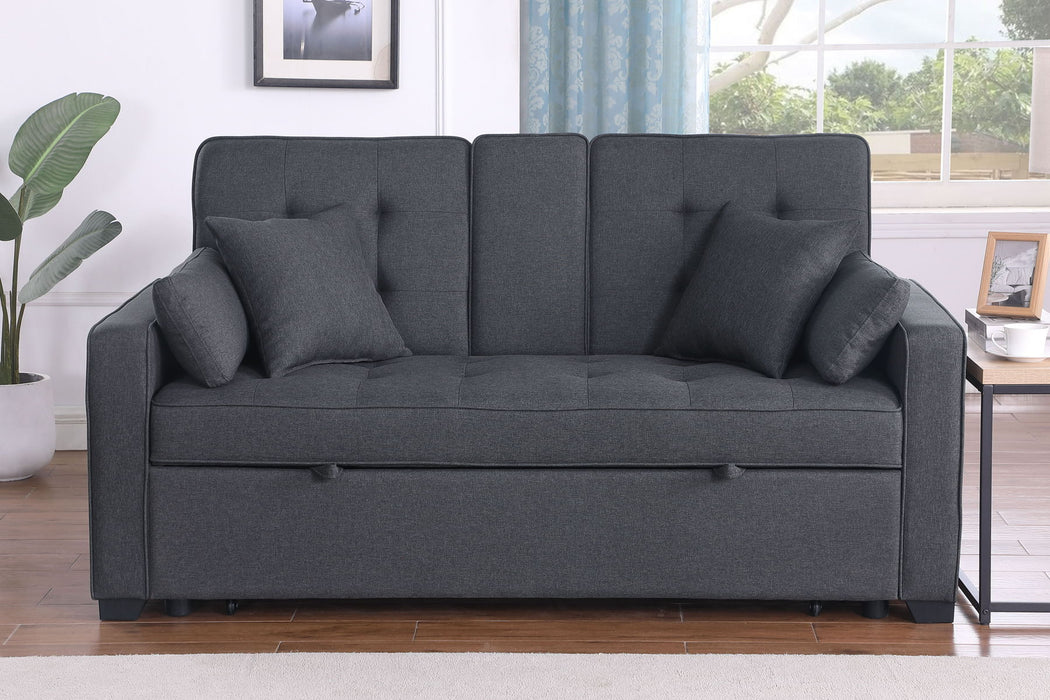 Cody II - Convertible Sleeper Loveseat With Cup Holder, Charging Ports and Pocket - Dark Gray