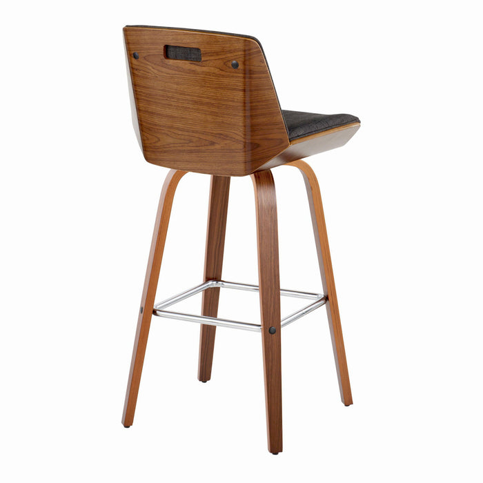 Corazza - Mid Century Modern Fixed Height Barstool With Swivel With Square Footrest (Set of 2)