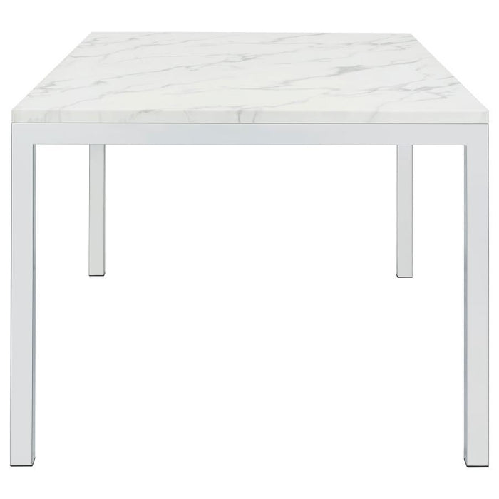 Athena - Rectangle Dining Table With Marble Top - Chrome