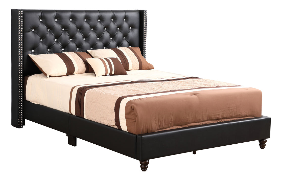 Julie - Upholstered Bed With Faux Diamonds