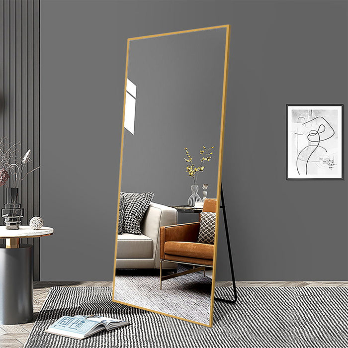 Floor Mirror Full Length Mirror Ultra Thin Aluminum Alloy Frame Modern Style Standing / Hanging Mirror Wall Mounted Mirror - Gold