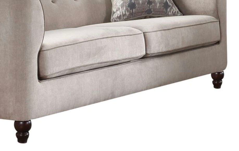 Cyndi - Velvet Sofa With 2 Pillows - Tan