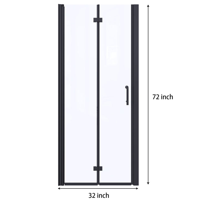 Bi-Fold - Semi-Frameless Shower Doors With Clear Glass - Matte Black