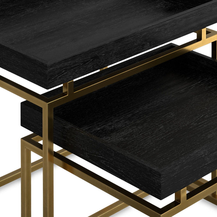 Macy - 2 Pieces Nesting Table - Black / Gold