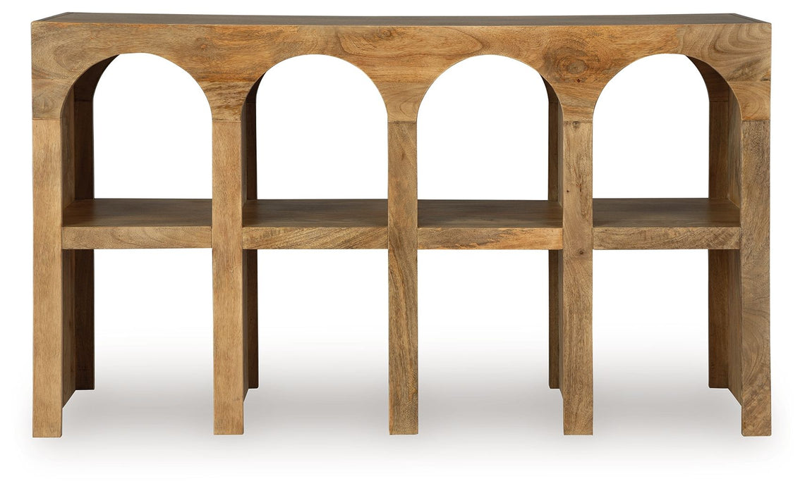 Luzmanacy - Natural Brown - Console Sofa Table