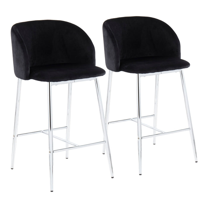 Fran - Contemporary Counter Stool (Set of 2) - Chrome / Black