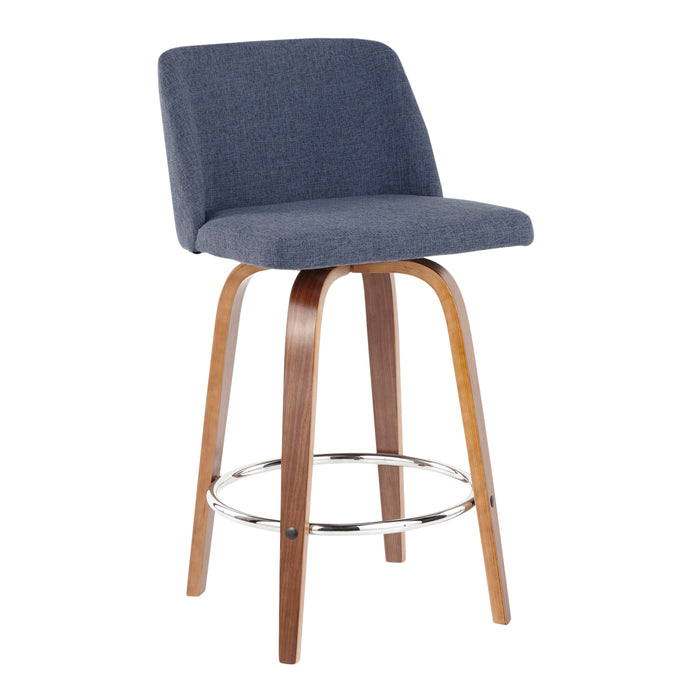 Toriano - Mid-Century Modern Fixed Height Counter Stool With Round Footrest (Set of 2)