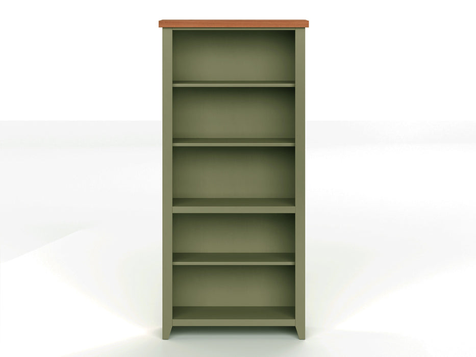 Vineyard - 72" High 5-Shelf Bookcase - Sage Green And Fruitwood