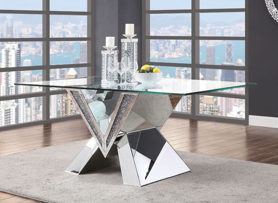 Noralie - Dining Table - Mirrored, Faux Diamonds & Clear Glass - 30" Bedding & Furniture DiscountersFurniture Store in Orlando, FL
