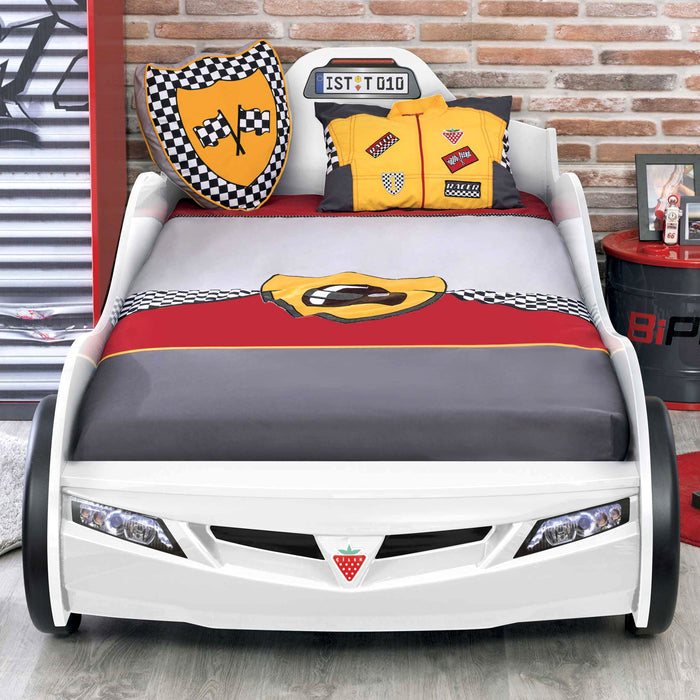 Race Cup - Twin Race Car Bed - White