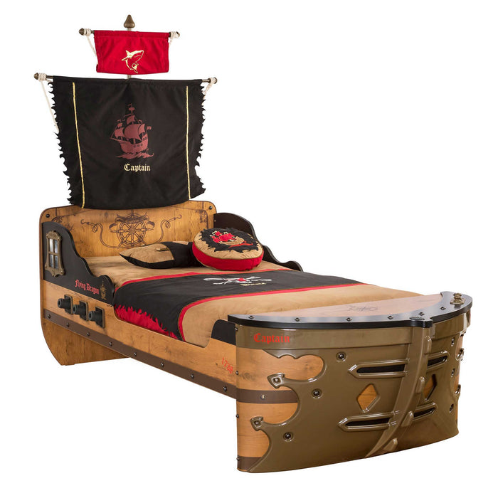 Pirate - Twin Ship Bed - Brown