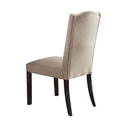 Gerardo - Side Chair (Set of 2) - Beige Linen & Weathered Espresso Bedding & Furniture DiscountersFurniture Store in Orlando, FL