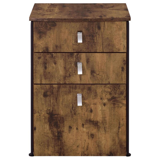 Estrella - 3-Drawer File Cabinet - Antique Nutmeg And Gunmetal Bedding & Furniture Discounters