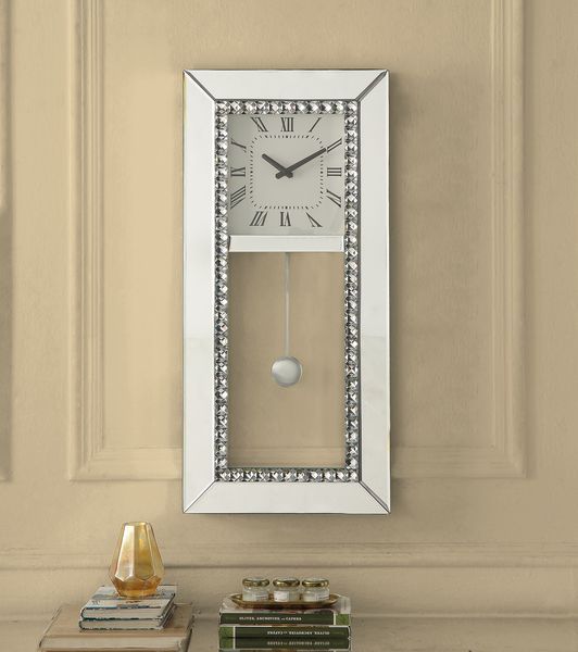 Lotus - Reloj de pared - Diamantes de cristal espejado y de imitación