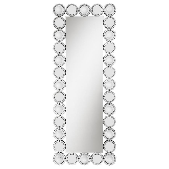 Aghes - Espejo de acento con 16 luces LED - Plata perla