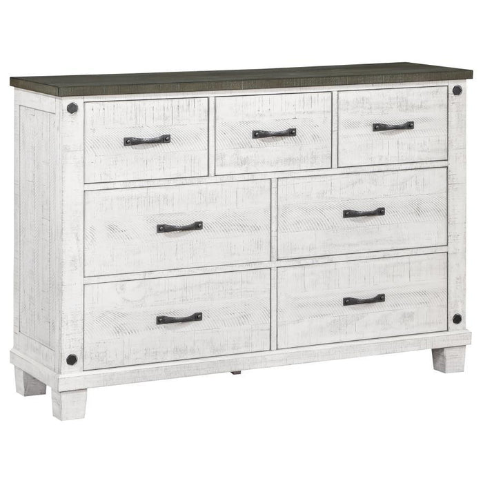 Lilith - 7-Drawer Dresser Distressed - Distressed Gray And White