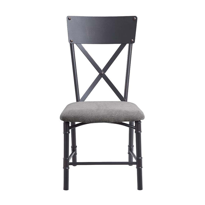 Edina - Side Chair (Set of 2) - Gray Fabric, Oak & Sandy Black Finish