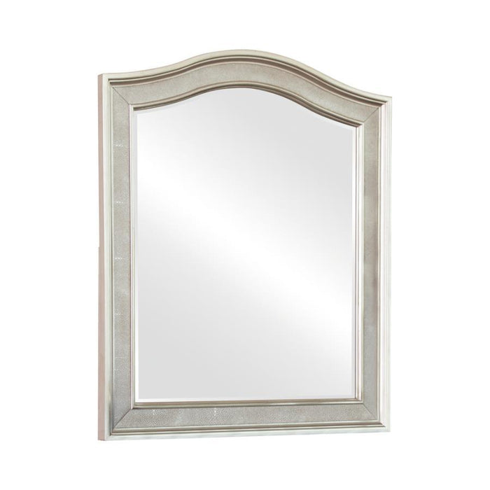 Bling Game - Arched Top Vanity Mirror - Metallic Platinum Bedding & Furniture Discounters