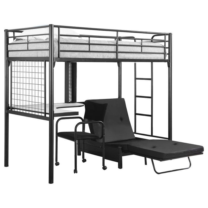 Cama Loft Jenner - Twin Futon Workstation - Marrom