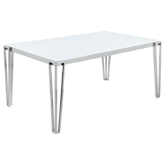 Pauline - Mesa De Comedor Rectangular Con Pata De Metal - Blanco