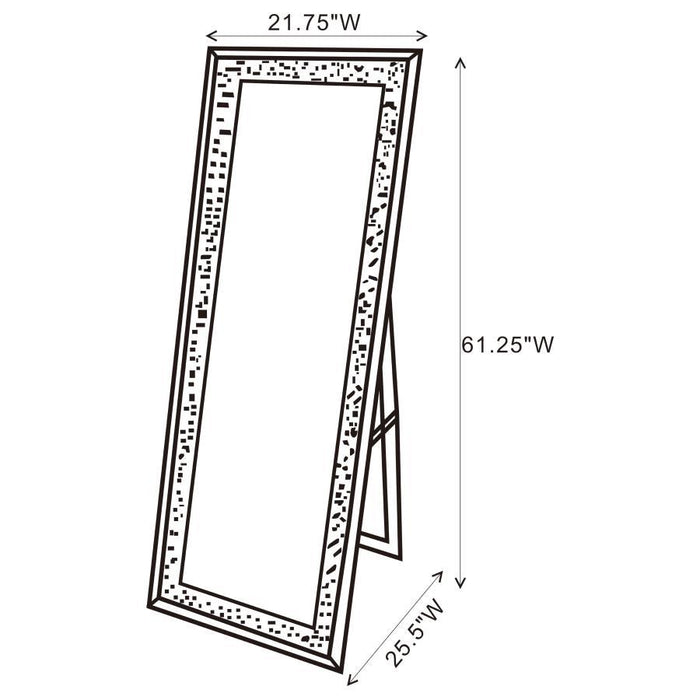 Carisi - Espejo De Pie Rectangular Con Iluminación Led - Plata Perla