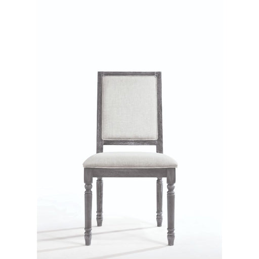 Leventis - Side Chair (Set of 2) - Cream Linen & Weathered Gray Bedding & Furniture DiscountersFurniture Store in Orlando, FL