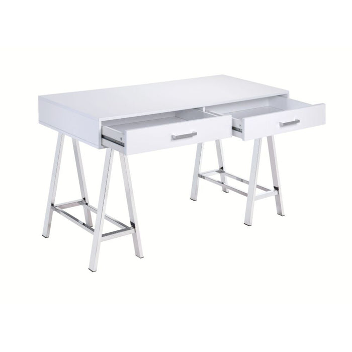 Coleen - Desk - White High Gloss & Chrome