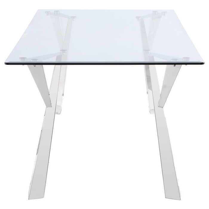 Alaia - Rectangular Glass Top Dining Table - Clear And Chrome