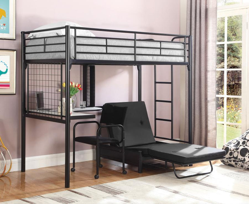 Cama Loft Jenner - Twin Futon Workstation - Marrom